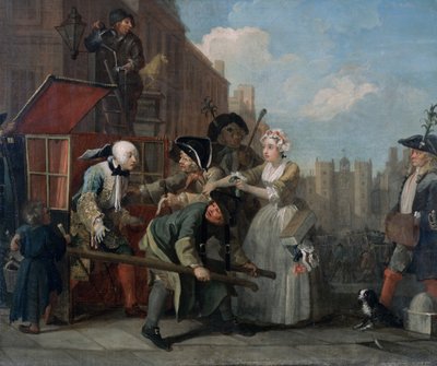 Progresso de um ancinho IV: Os presos, indo para o tribunal, 1733 de William Hogarth