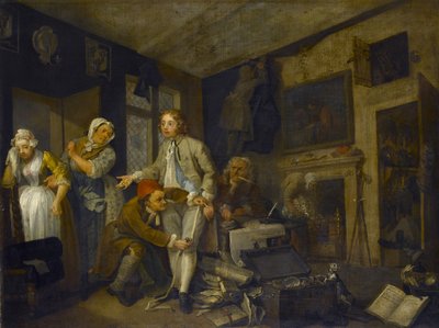 Progresso de um ancinho I: O ancinho tomando posse de sua propriedade, 1733 de William Hogarth