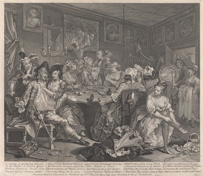 A carreira de um libertino, prancha 3: Ele entrega-se à devassidão de William Hogarth