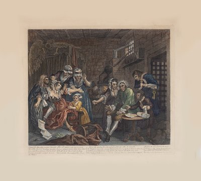 O progresso de um ancinho, placa 7: A cena da prisão, ca 1735. de William Hogarth