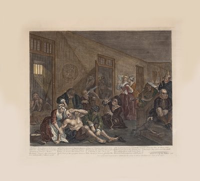 Progresso de um ancinho, placa 8: no hospício, ca 1735. de William Hogarth