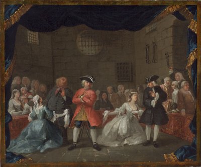 Uma cena da ópera do mendigo de William Hogarth