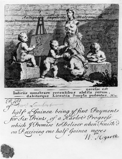 Um Bilhete de Assinatura para &39;Progresso de Uma Prostituta&39;, 1731 de William Hogarth