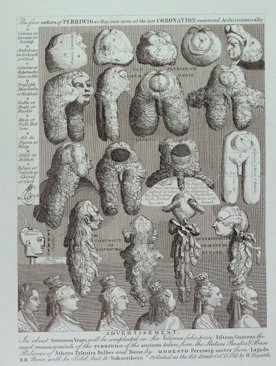 Anúncio para perucas de William Hogarth