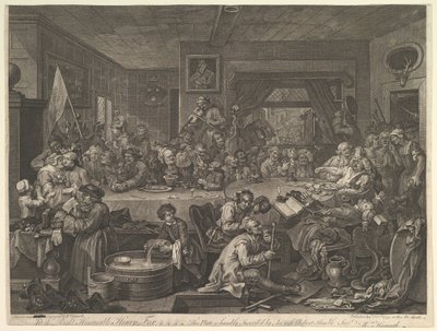 Um entretenimento eleitoral, Placa I: Quatro impressões de uma eleição, 24 de fevereiro de 1755. de William Hogarth