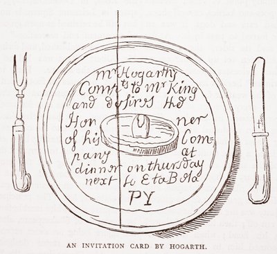Um cartão de convite por Hogarth de William Hogarth
