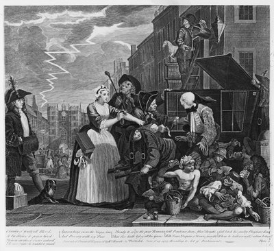Preso por dívida, placa V de &39;A Rake&39;s Progress&39;, 1735 de William Hogarth
