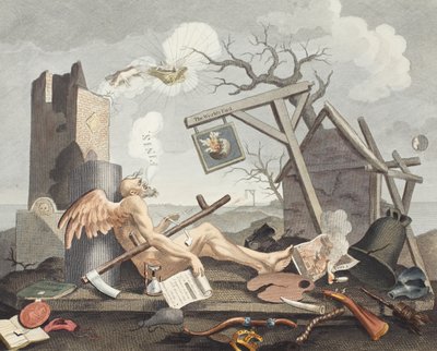 Bathos, Manner of Sinking, em Sublime pinturas inscritas para os negociantes em imagens escuras, ilustração de &39;Hogarth restaurado: as obras inteiras do célebre William Hogarth, re-gravadas por Thomas de William Hogarth
