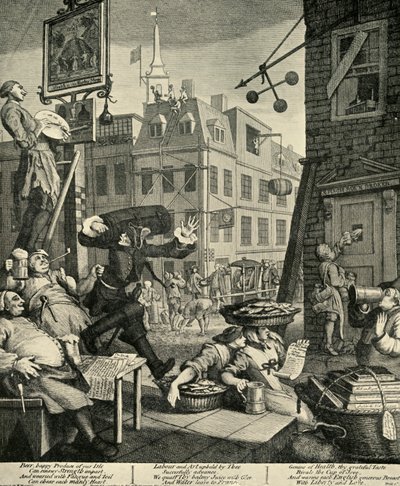 Rua da cerveja, 1751, 1925. de William Hogarth