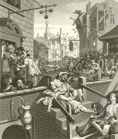 Rua da Cerveja e Gin Lane de William Hogarth