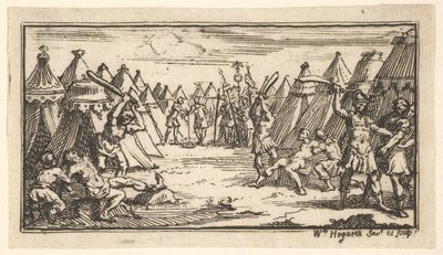 Quebrando as Pernas John Beaver, Castigos Militares Romanos, 1725, após 1725. de William Hogarth