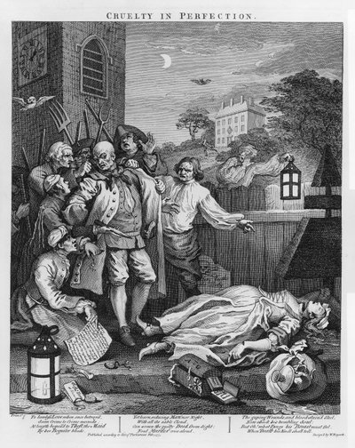 Crueldade na Perfeição, das Quatro Etapas da Crueldade, 1751 de William Hogarth