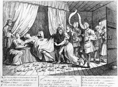 Cunicularii ou os sábios de Godliman em consulta, 1726 de William Hogarth