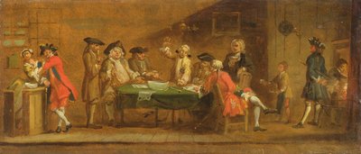 Figuras em uma taverna ou cafeteria, de 1720 de William Hogarth