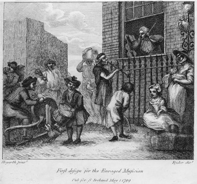 Primeiro design para o músico enfurecido, 1799 de William Hogarth