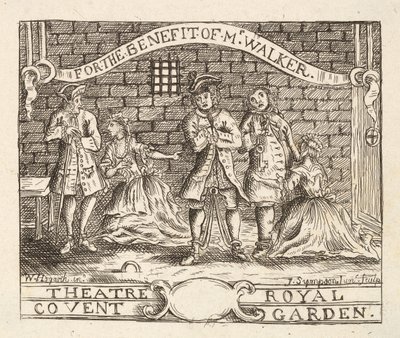 Para o benefício do Sr. Walker, teatro real, Covent Garden, bar. 1822 de William Hogarth