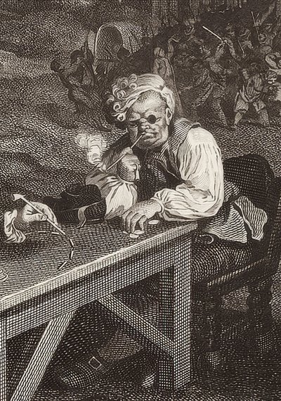 Quatro impressões de uma eleição. Folha 2: Pesquisa de votos - captura de voz (detalhe, veja também a figura número 51281). 1757 de William Hogarth