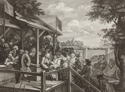 Quatro impressões de uma eleição. Folha 3: A votação. 1758 de William Hogarth