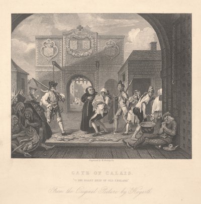 Portão de Calais, gravado por William Radclyffe (1783-1855) de William Hogarth