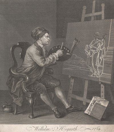 Hogarth a pintar a Musa cómica de William Hogarth