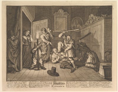 Hudibras catequizou doze grandes ilustrações para Samuel Butlers Hudibras, ilustração 9, 1725-68. de William Hogarth