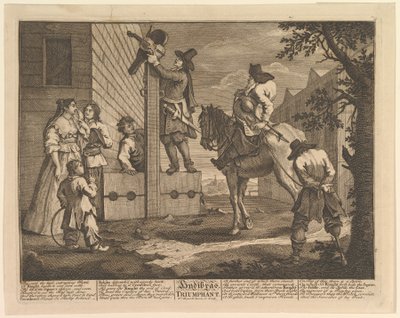 Hudibras Triunfante Doze Grandes Ilustrações para Samuel Butlers Hudibras, Placa 4, 1725-68. de William Hogarth
