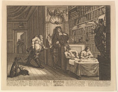 Hudibras e o advogado doze grandes ilustrações para Samuel Butlers Hudibras, Plate ..., 1725-68. de William Hogarth