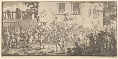 Hudibras e as dezessete ilustrações pequenas de Skimmington para Samuel Butlers Hudibra ..., 1721-26. de William Hogarth