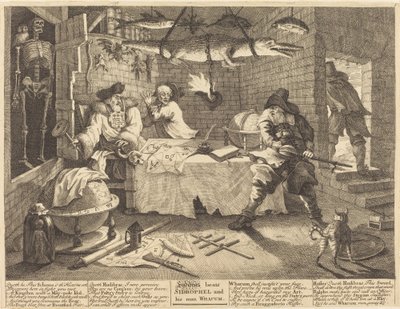 Hudibras vence Sidrophel e seu homem Whacum de William Hogarth