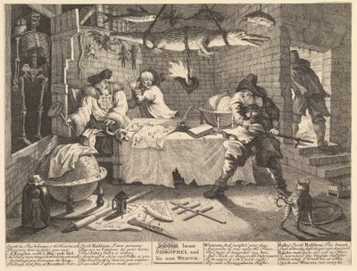 Hudibras vence Sidrophel e seu homem Whacum Twelve Large Illustrations for Sa ..., fevereiro de 1725-26. de William Hogarth