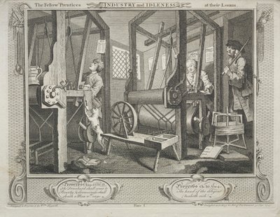 Indústria e ociosidade: os companheiros aprendizes em seus teares de William Hogarth