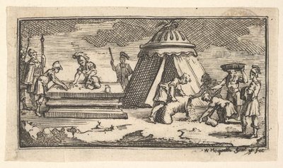 Cevada emitida em vez de trigo [primeira versão] John Beaver, Punishme militar romano ..., depois de 1725. de William Hogarth