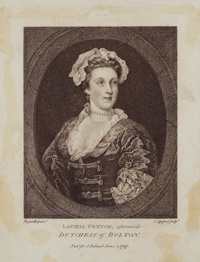 Lavinia Fenton, depois Duquesa de Bolton, gravada por Cornelius Apostool (1762-1844), 1797 (stipple engraving) de William Hogarth