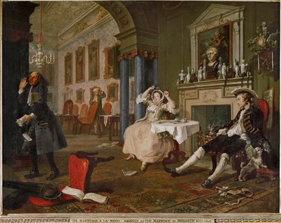Casamento à la mode: 2. o Tete à Tete (óleo sobre tela) de William Hogarth