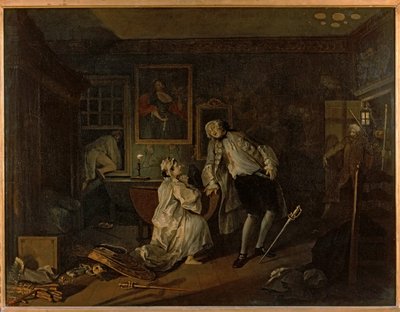 Casamento à la mode: 5. O Bagnio ... (óleo sobre tela) de William Hogarth