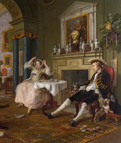 Casamento a la Modo: II - O Tete a Tete, c.1743 (detalhe de 4395) de William Hogarth
