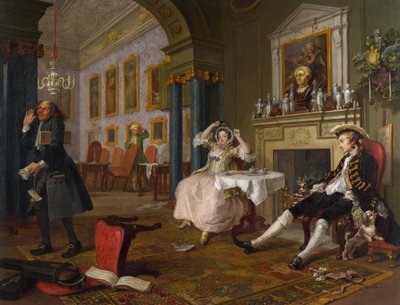 Marriage a la Mode: II - The Tete a Tete, c.1743 (óleo sobre tela) de William Hogarth