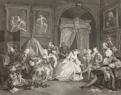 Casamento à moda. Folha 4: O Toalete - Alavanca da Condessa. 1745 (ver também figura 2221) de William Hogarth