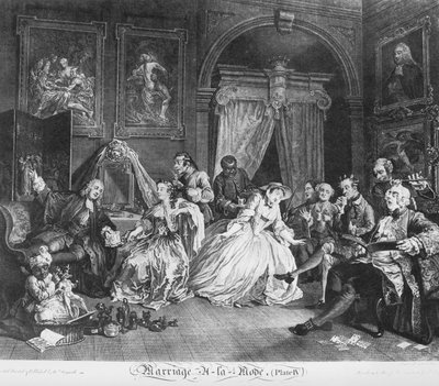 Casamento à la Mode, Placa 4, (Levee da Condessa) de William Hogarth