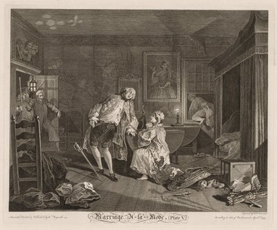 Casamento à moda: A morte do conde, 1745. de William Hogarth