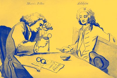 Martin Folkes e Addison no café da casa Button de William Hogarth