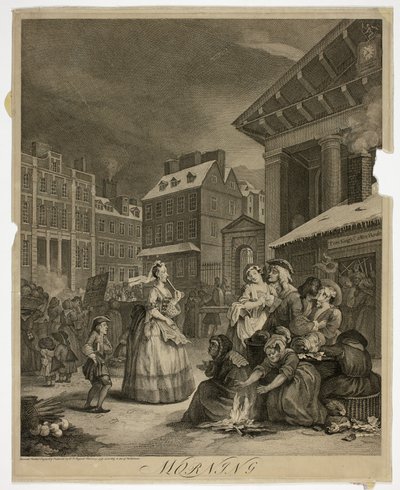 Manhã, prato um de The Four Times of the Day de William Hogarth