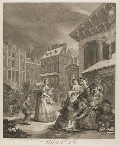 Manhã, prato um de The Four Times of the Day de William Hogarth