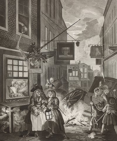 Noite. De: As quatro épocas do dia. 1738 de William Hogarth