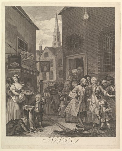 Meio-dia As quatro horas do dia, 25 de março de 1738. de William Hogarth