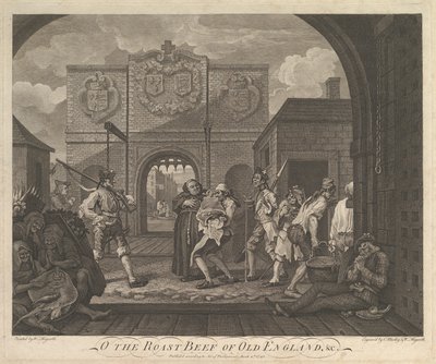O Rosbife da Velha Inglaterra - O Portão de Caiais, 6 de março de 1749. de William Hogarth