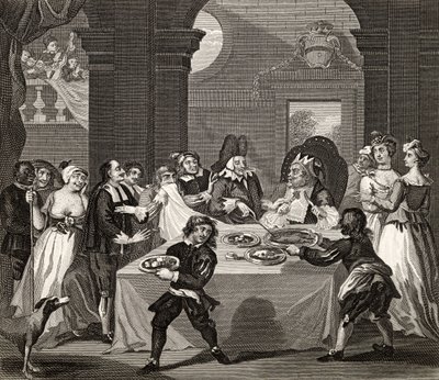 Sancho na festa, morto por seu médico, de "The Works of Hogarth", publicado em 1833 de William Hogarth