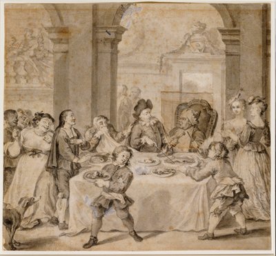 Sancho na festa magnífica, de "Don Quixote", de Miguel de Cervantes de William Hogarth