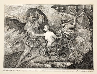 Satanás, pecado e morte, bar. 1792 de William Hogarth