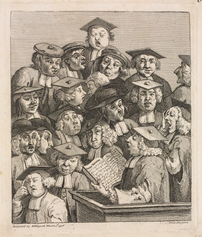 Acadêmicos em uma palestra de William Hogarth